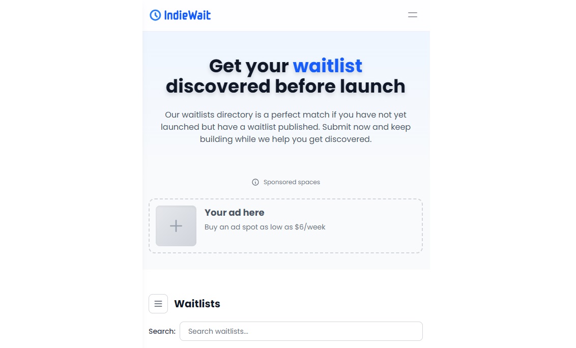 Mobile ad placement preview showing 1 ad slot