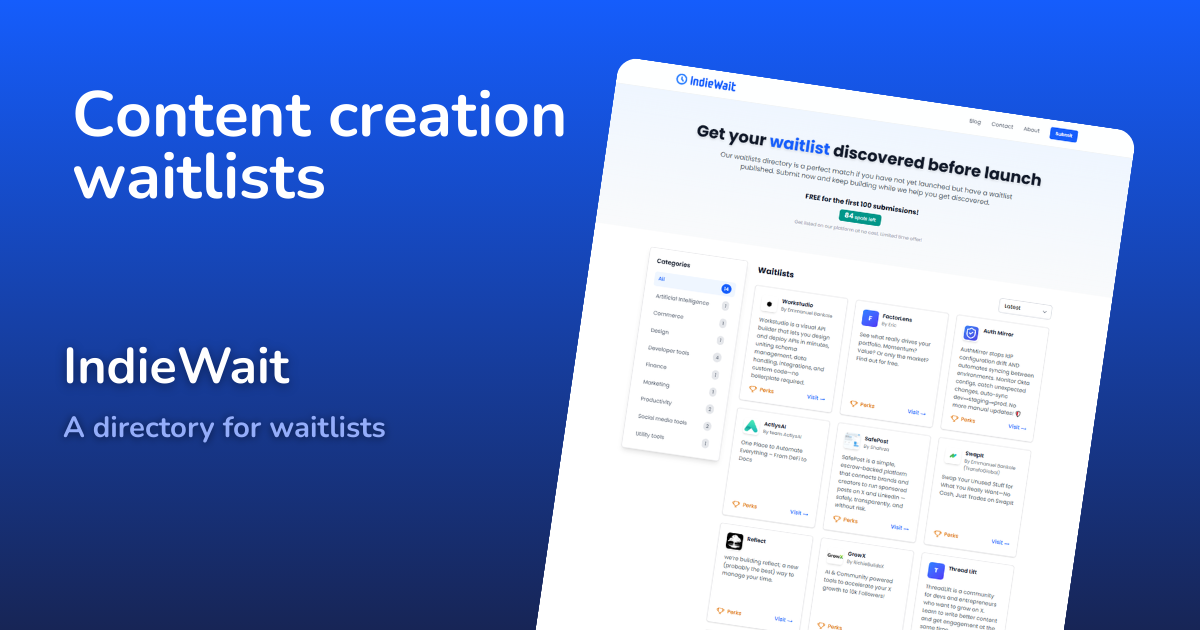 Content creation waitlists - IndieWait