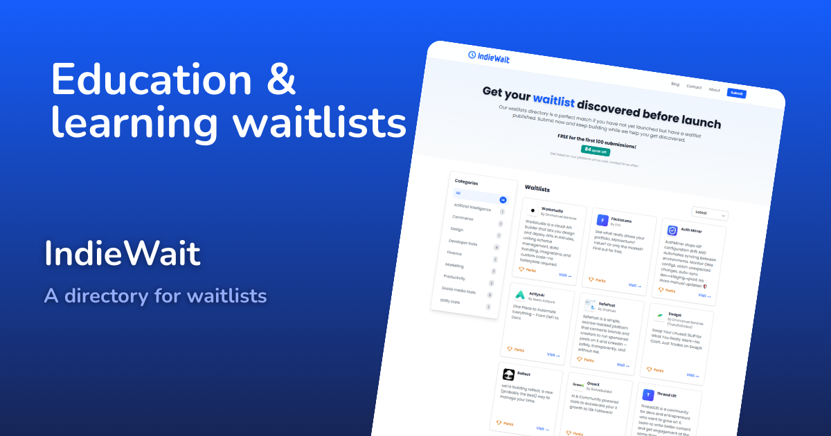 Education & learning waitlists - IndieWait
